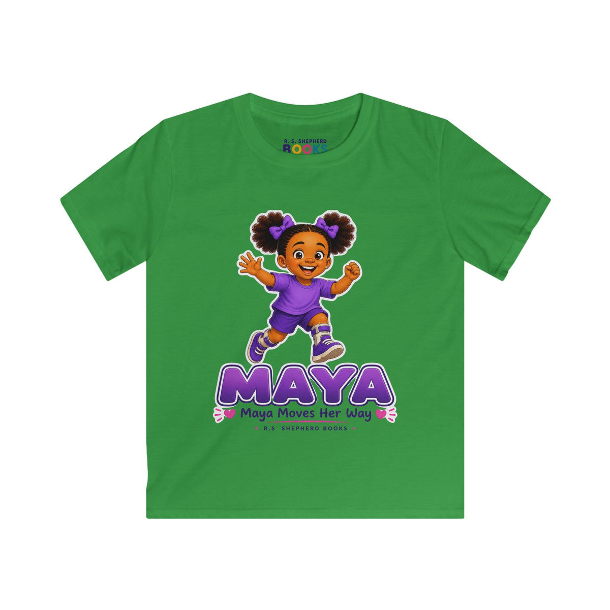 R.S. Shepherd Books Kids Tee — Maya Moves Her Way Shirt Printify