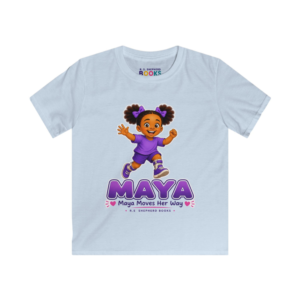 R.S. Shepherd Books Kids Tee — Maya Moves Her Way Shirt Printify