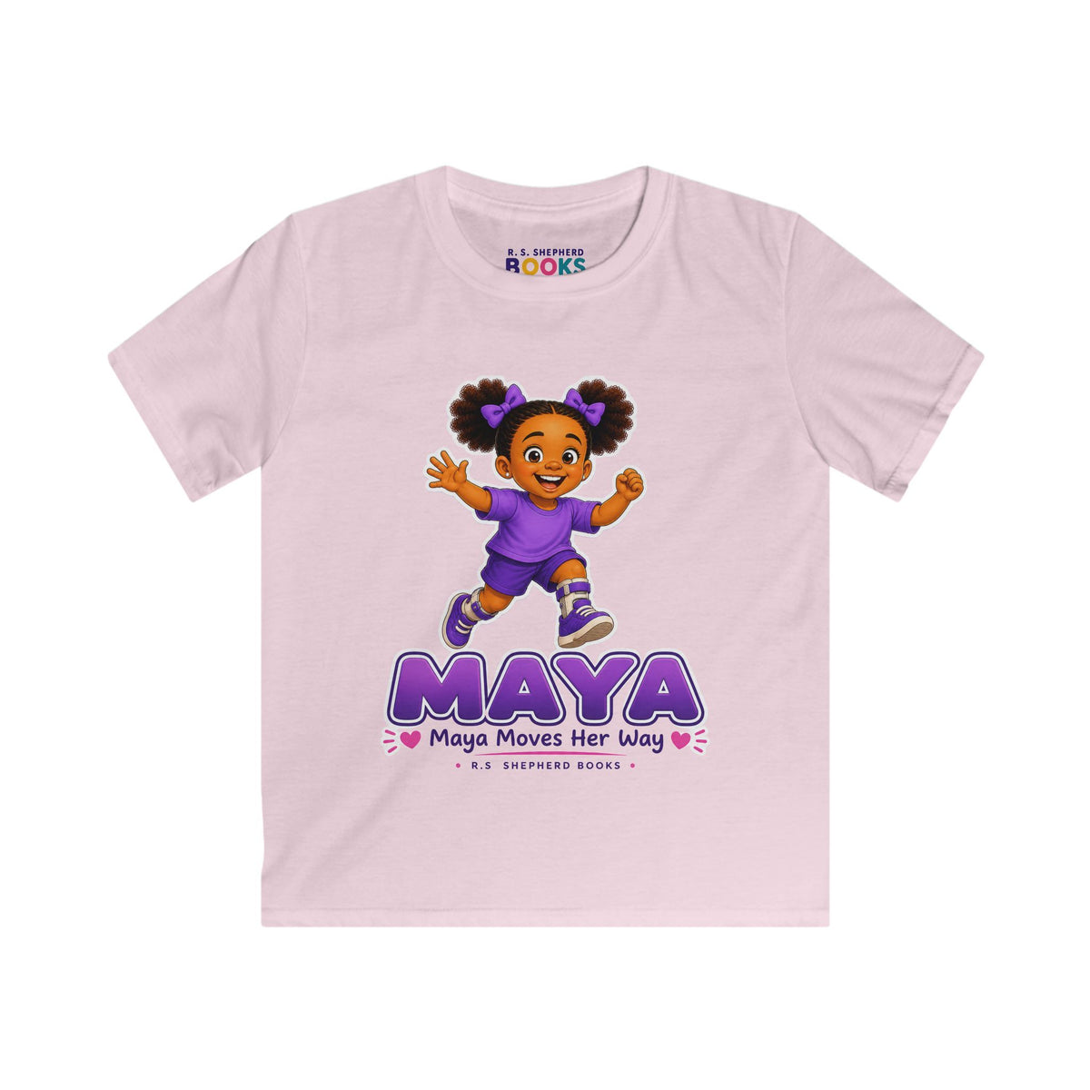 R.S. Shepherd Books Kids Tee — Maya Moves Her Way  Shirt Printify