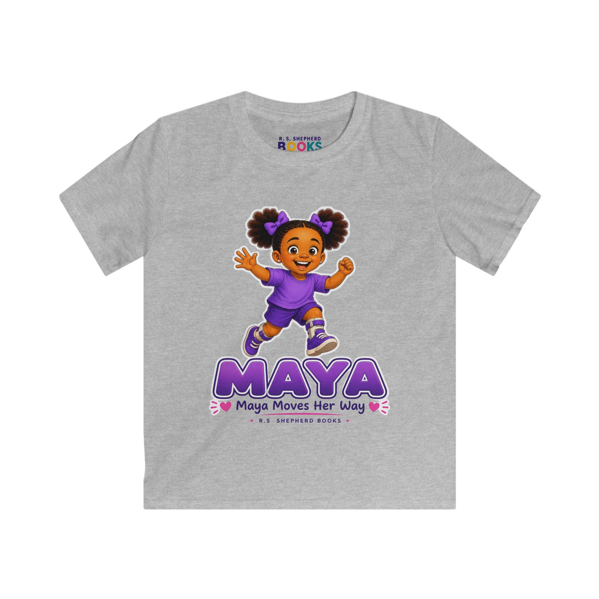 R.S. Shepherd Books Kids Tee — Maya Moves Her Way  Shirt Printify