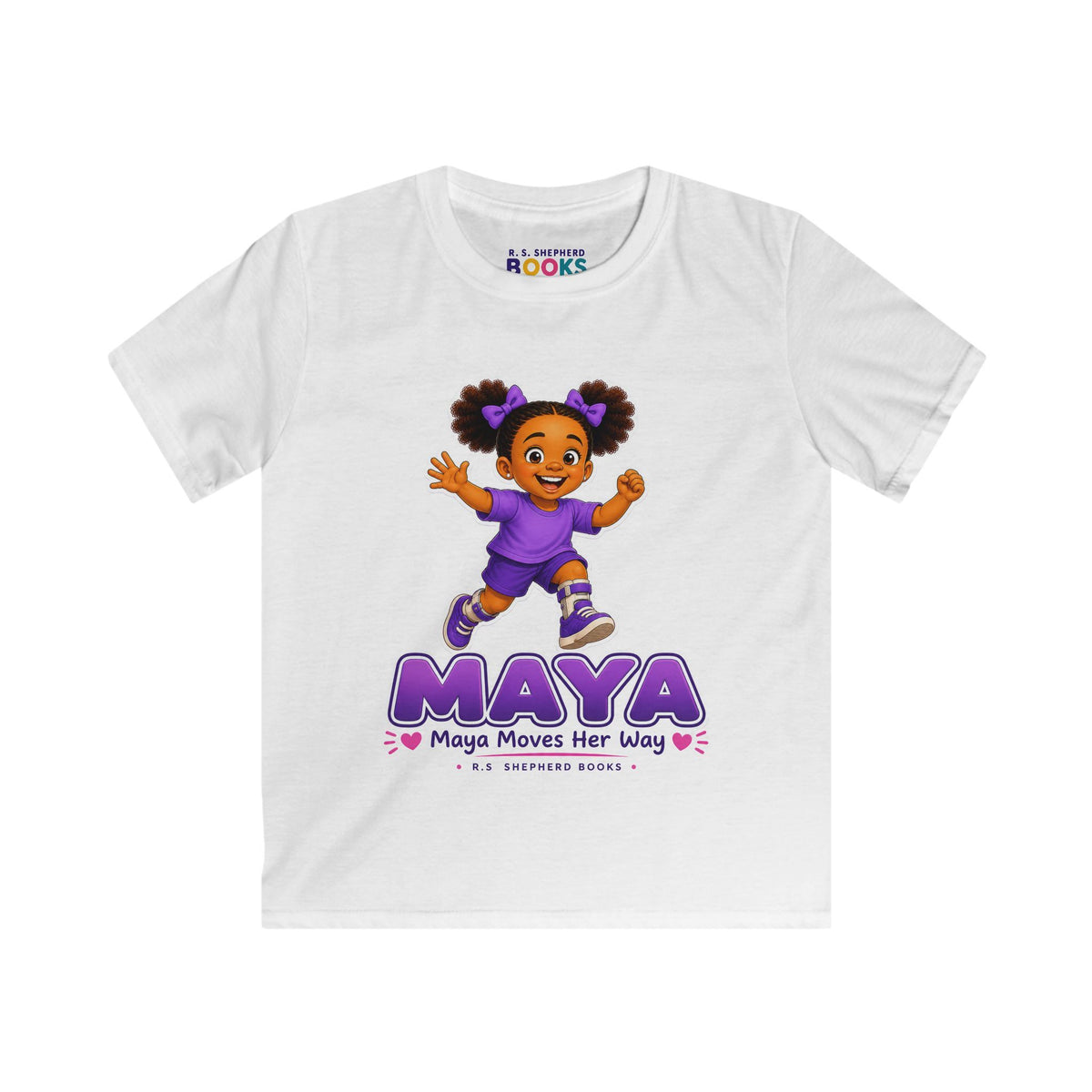 R.S. Shepherd Books Kids Tee — Maya Moves Her Way  Shirt Printify