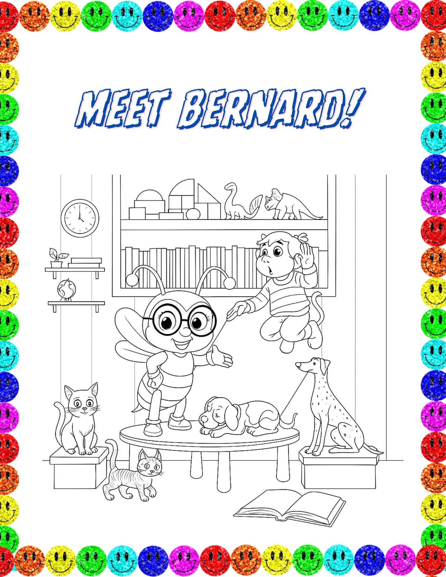 FREE Printable Coloring Page - Bernard's Lesson: Sharing Feelings in a Classroom World